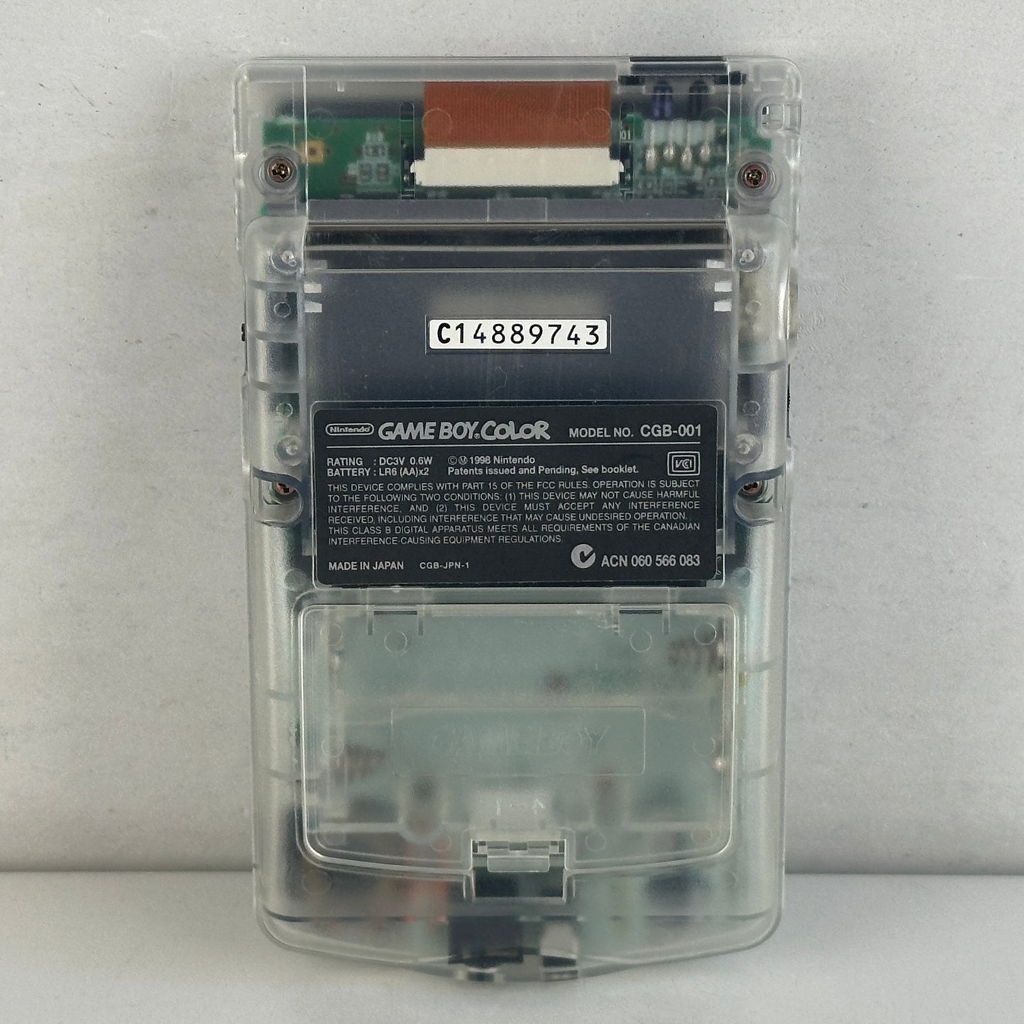 Nintendo Game Boy Color Clear Skeleton CGB-001 No Box