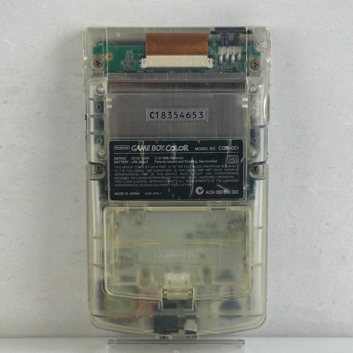 Nintendo Game Boy Color Clear Skeleton CGB-001 No Box